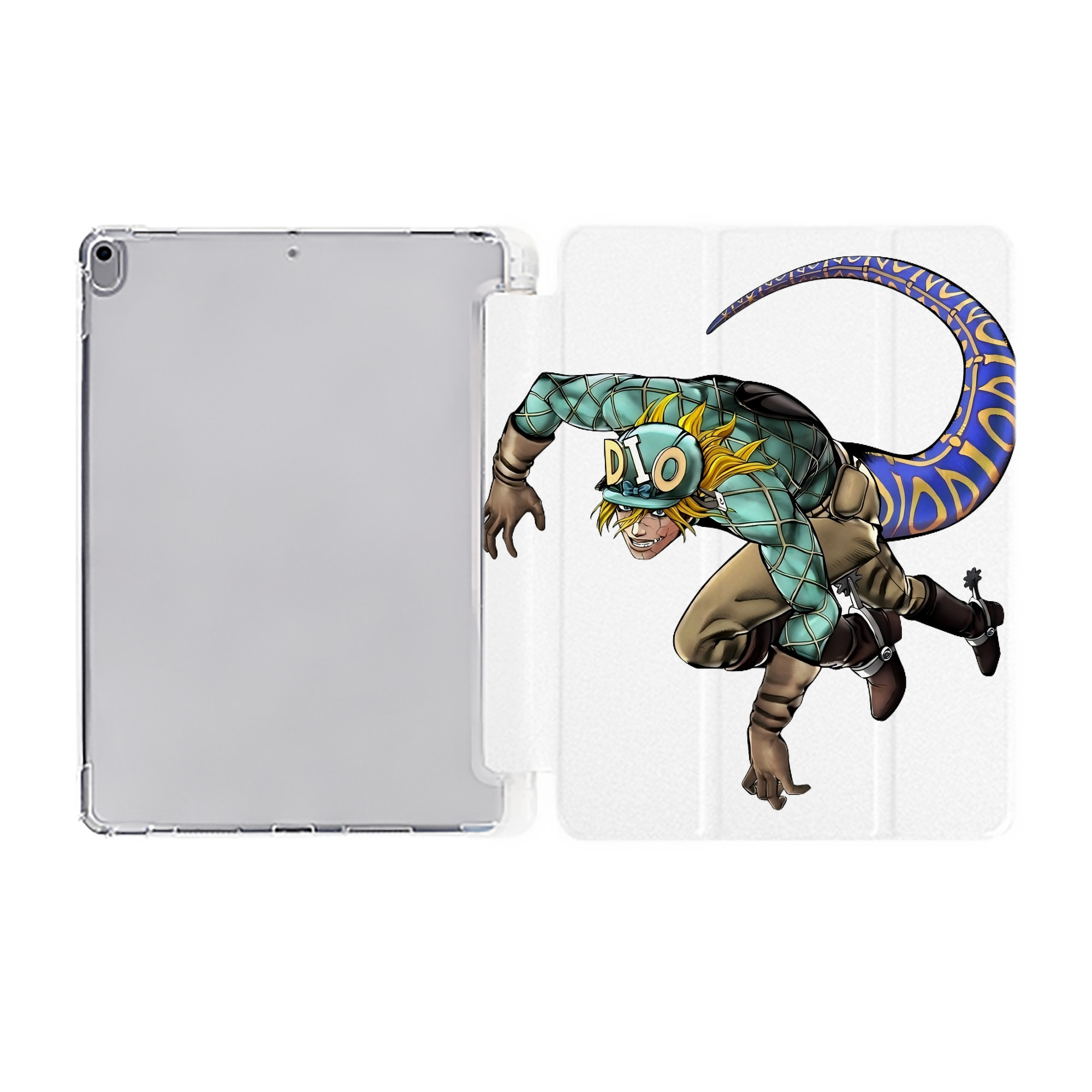 （画像用） ジョジョの奇妙な冒険 ディオ?ブランドー JoJo's Bizarre Adventure Dio Brando IPad ケース ペン収納付き 三つ折りスタンド PUレザー×シリコン 対応機種9.5/10.5/10.9インチ